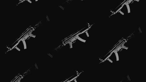 machineguns on the dark background rotate in slowmotion