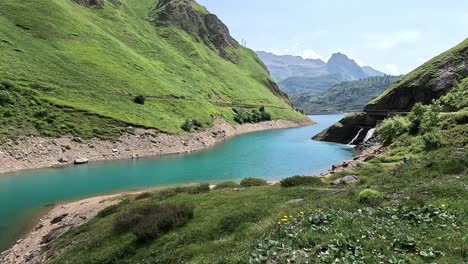 beautiful lago di morasco in the alps of italy