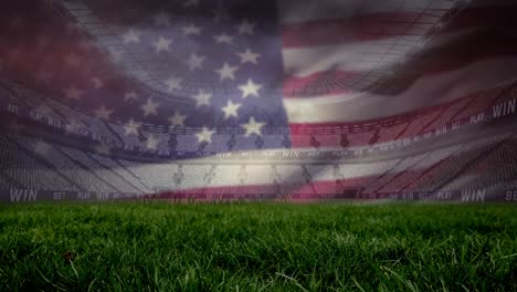 animation of flag of usa over stadium