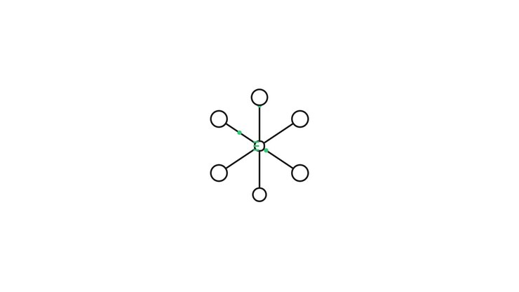 Animated Network Diagram Forming a Centralized Hub