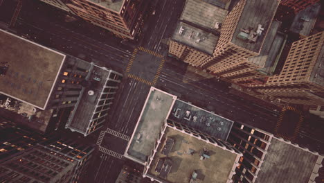 aerial city view with crossroads and buildings