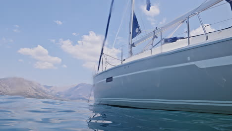 underwater view looking up to a yacht in lefkada, greece