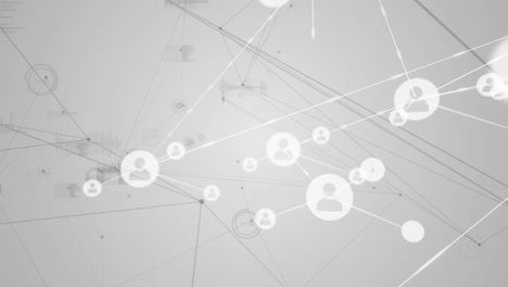 animación de redes de conexiones con iconos en fondo blanco