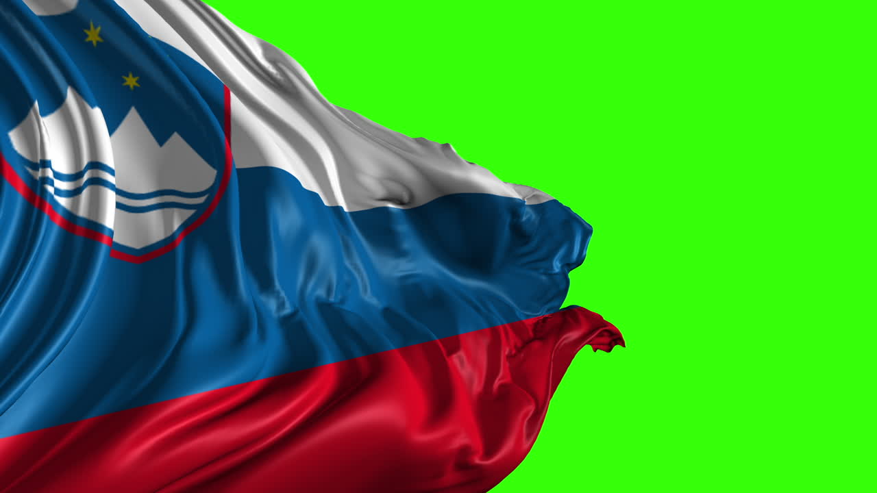 Bandeira da Eslovênia em tela verde
