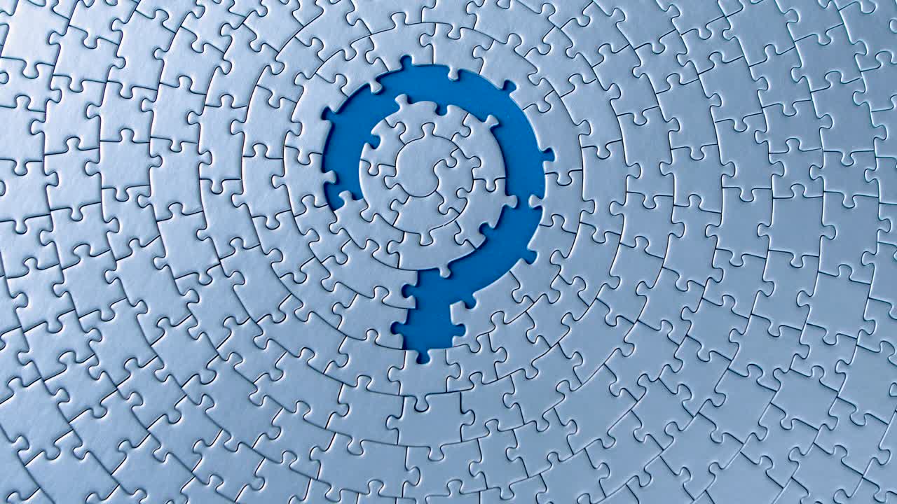 серые головоломки, изолированные на синем фоне. концепция социальной проблемы