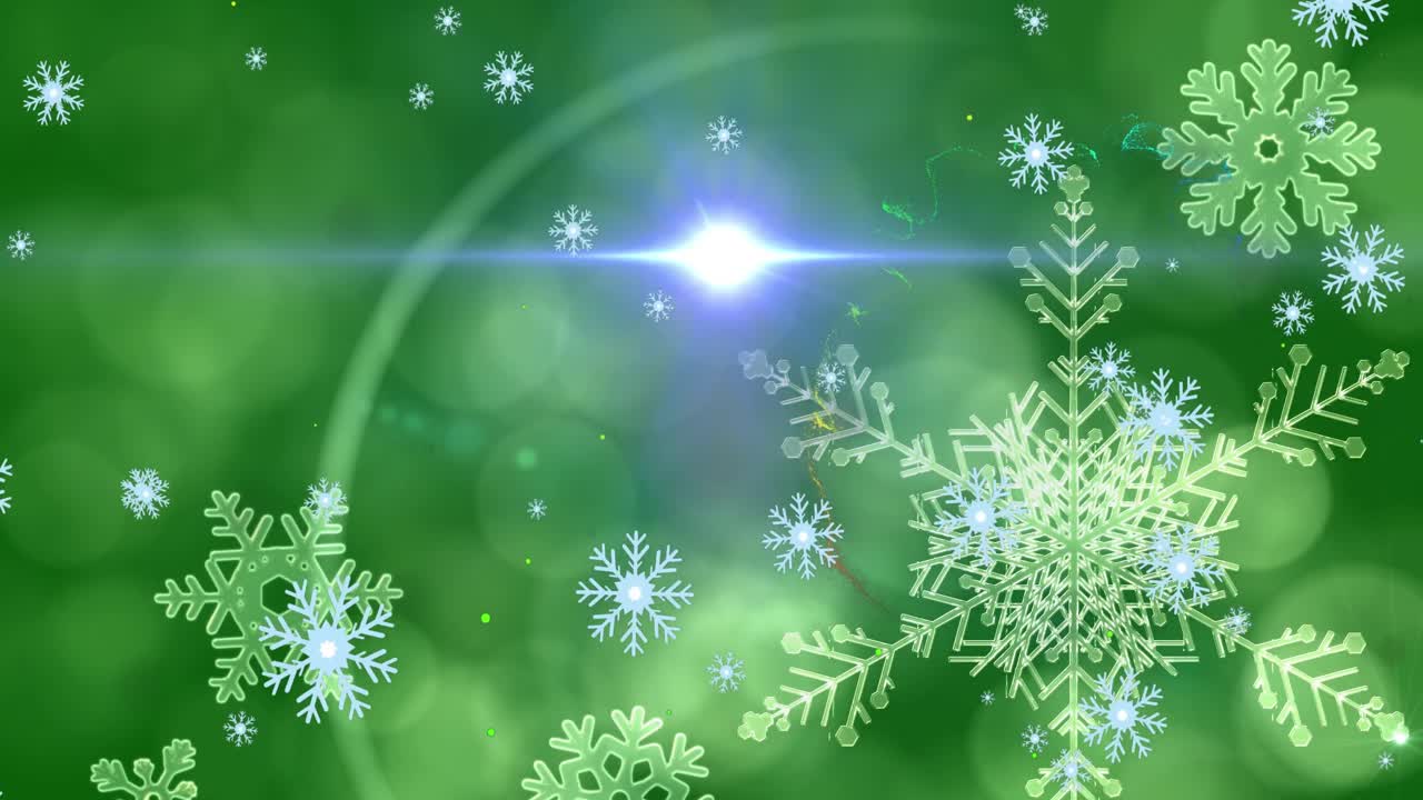 눈이 내리는 위에 있는 빛의 반점들의 애니메이션