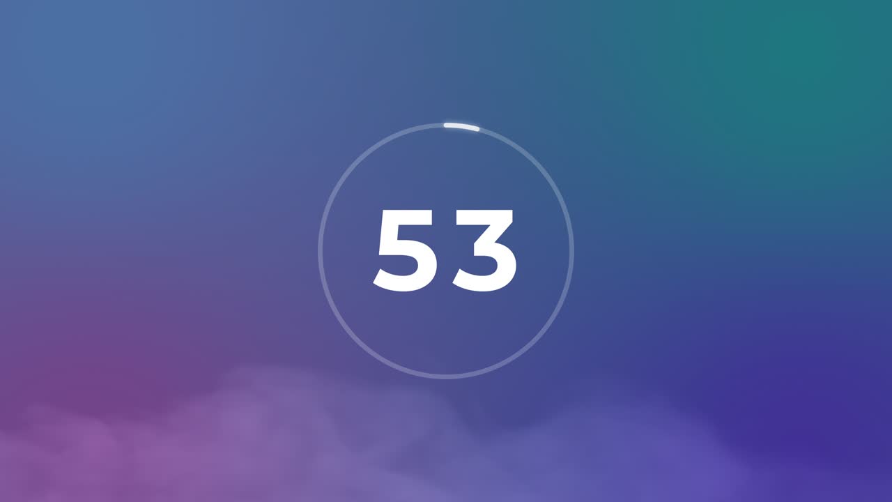 cuenta regresiva de 60 segundos en un fondo colorido sin humo. renderizado en 3d.