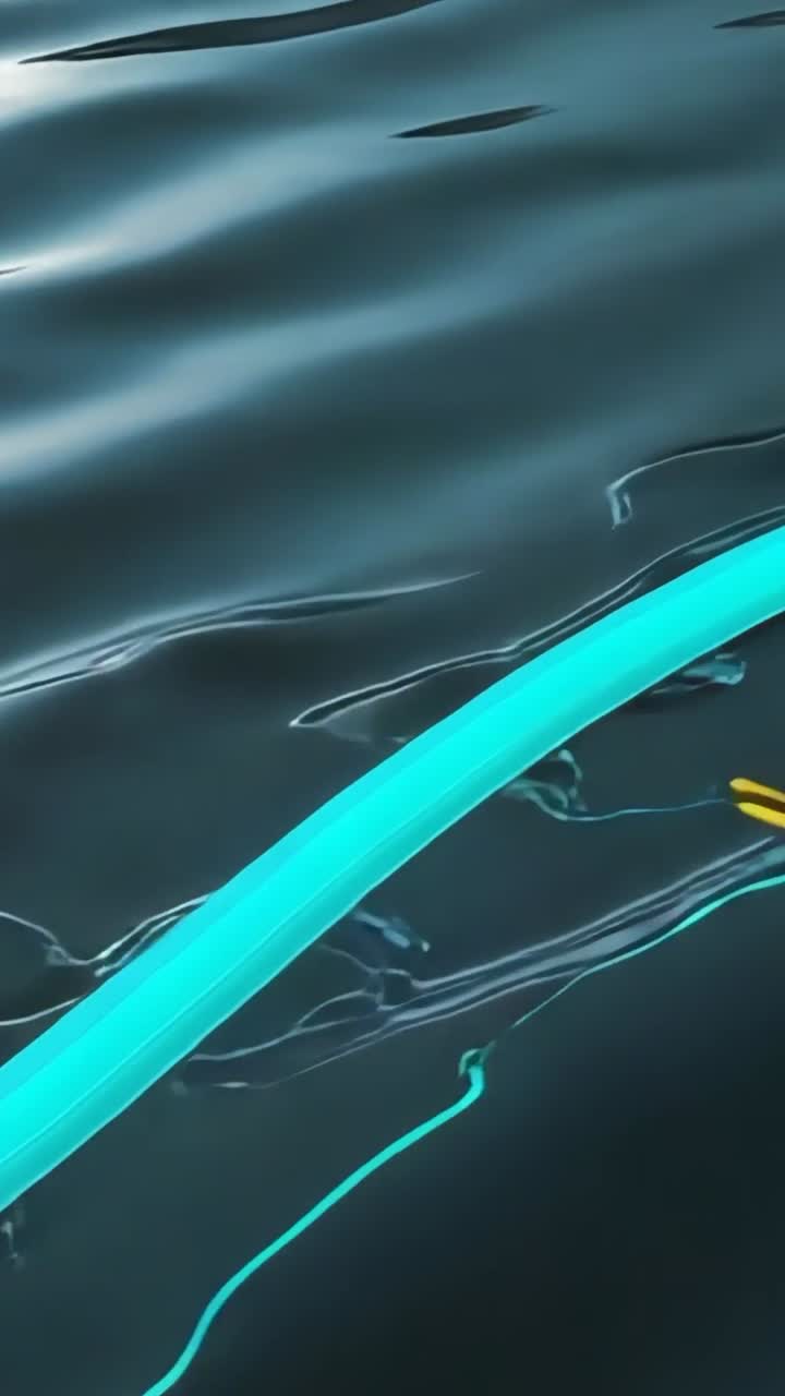 Vertical video: Starting cyan ribbon gliding over ripple plane with filament, yellow loop appearing