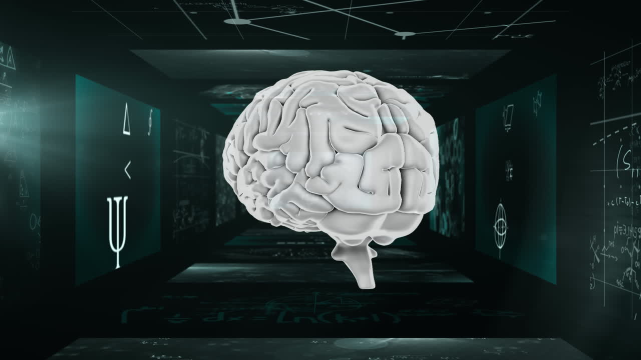 Animation of data processing Over 3D brain during coronavirus covid19 pandemic