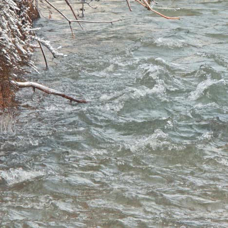 white mountain stream water falling down