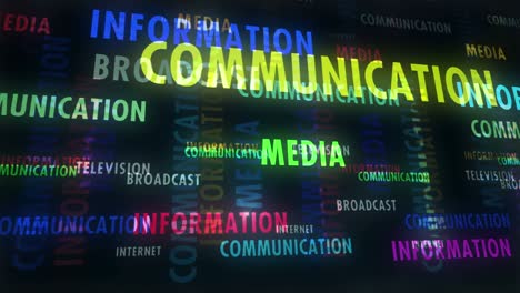 comunicación y medios de comunicación bucle de texto concepto abstracto