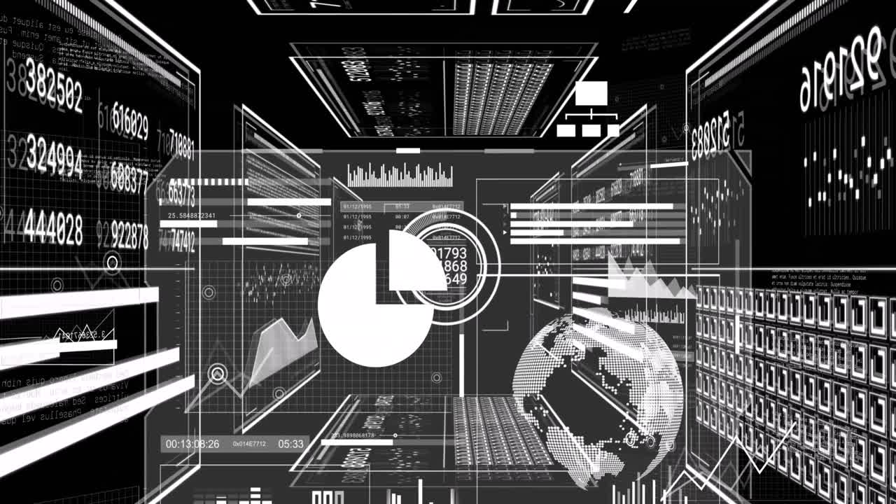 검은색 배경에 데이터 처리의 애니메이션