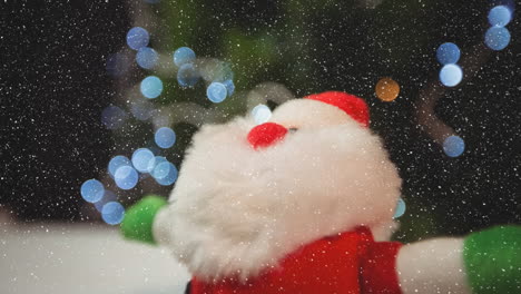 animación de la nieve cayendo sobre las decoraciones de navidad