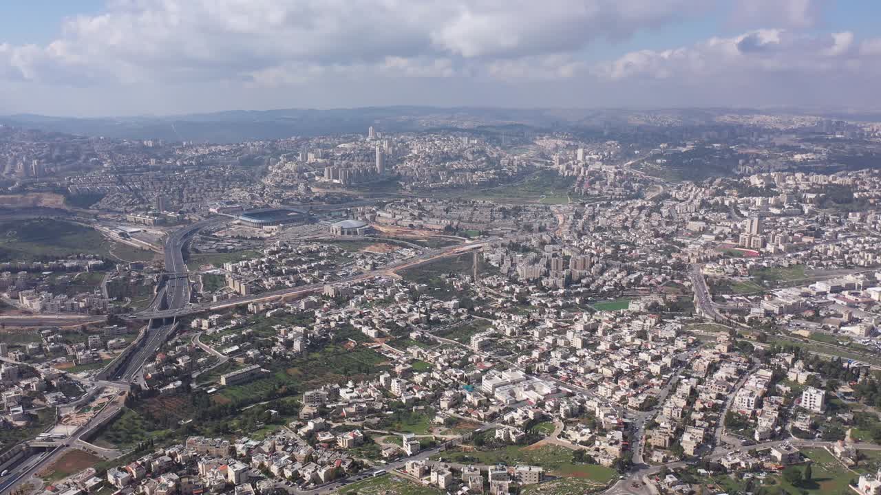 예루살렘 시의 광범위한 항공 비행 뷰