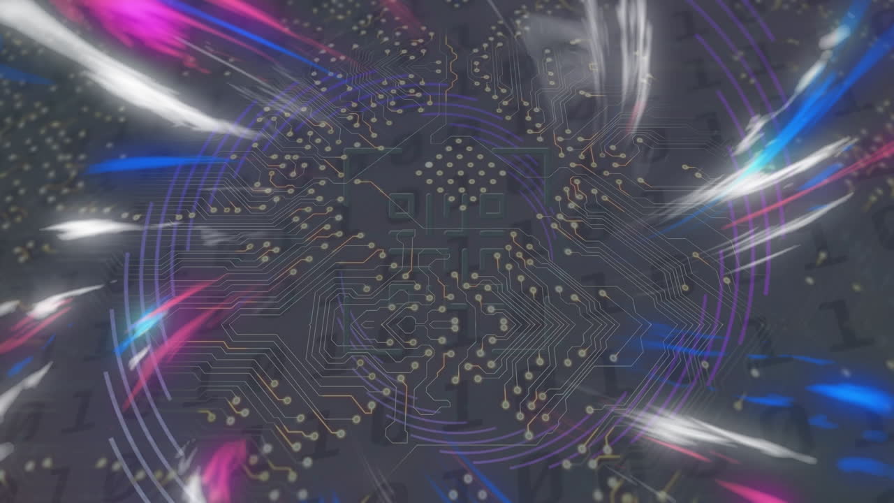 빛 트레일과 qr 코드에 대한 데이터 처리의 애니메이션