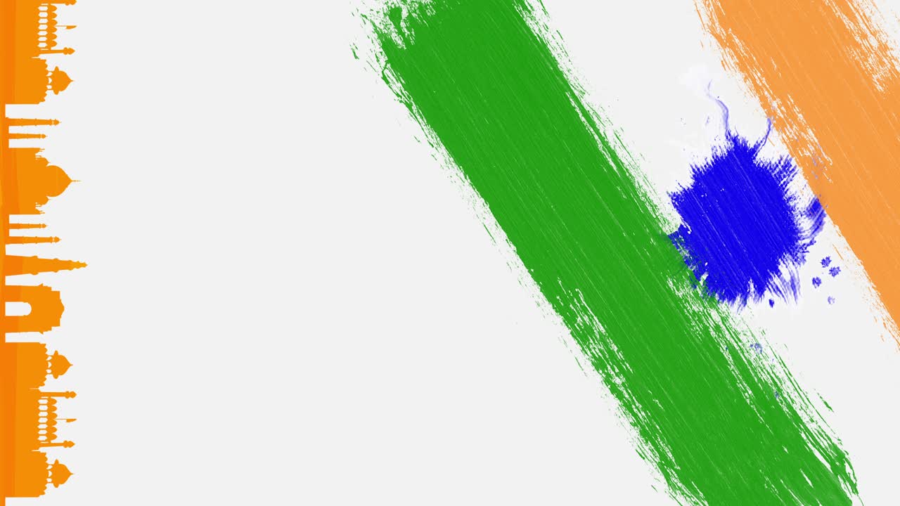 los colores indios de la bandera pintados con un trazo de pincel. video vertical.