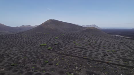aerial view of wine valley of la geria, lanzarote, canary islands, spain. 2x speeded up from 30 fps.