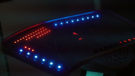 close-up of a control panel with led lights