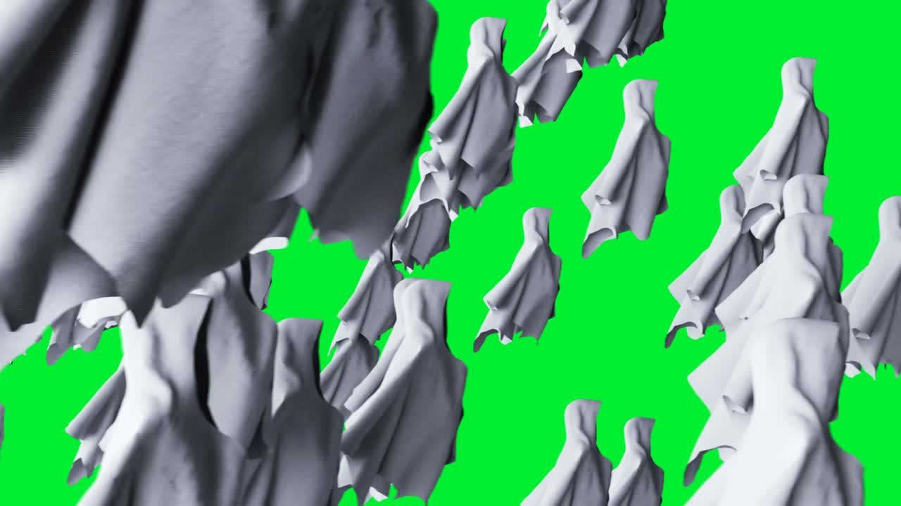 미스터리 공포 유령 애니메이션, 역동적인 후디, 고립, 현실적인 4k 녹색 화면 애니메이션