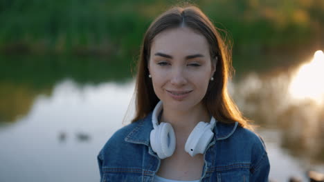 young woman by the lake