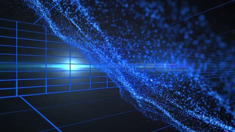 animación de puntos de luz sobre líneas sobre fondo negro
