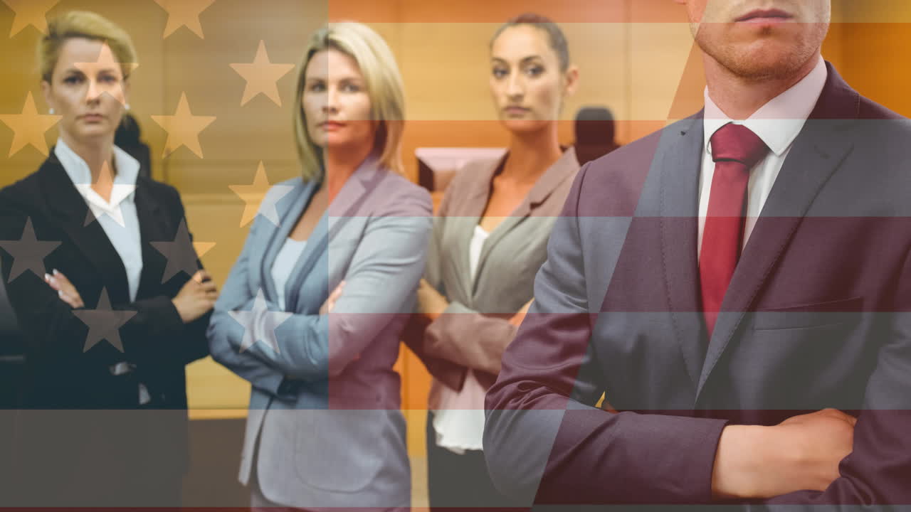 미국  ⁇ 발이 떠있는 재판 중에 배심원들의 애니메이션