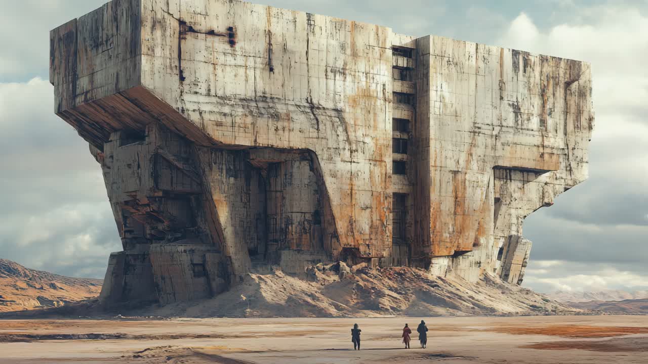 Abandoned Futuristic Structure in a Desert Landscape