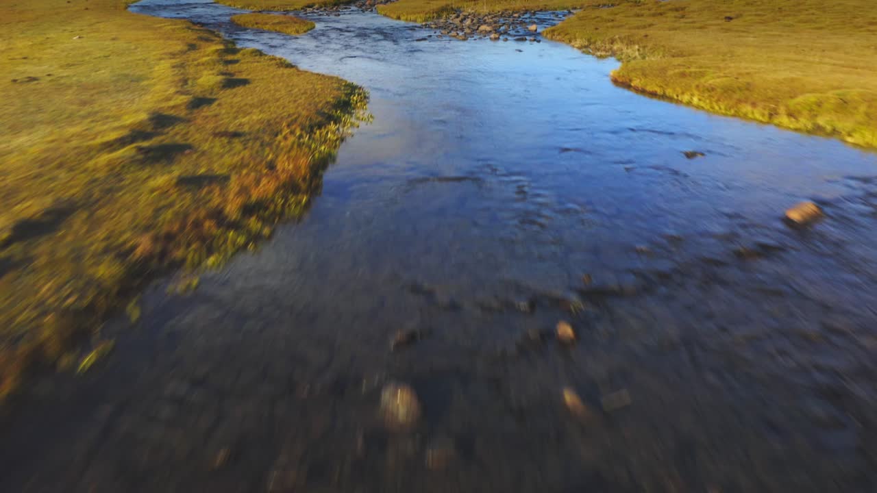 Western Mongolia river in Altai Mountains steppe wilderness, aerial landscape