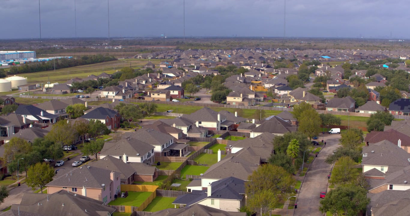 Drone view of suburban Homes in Missouri City