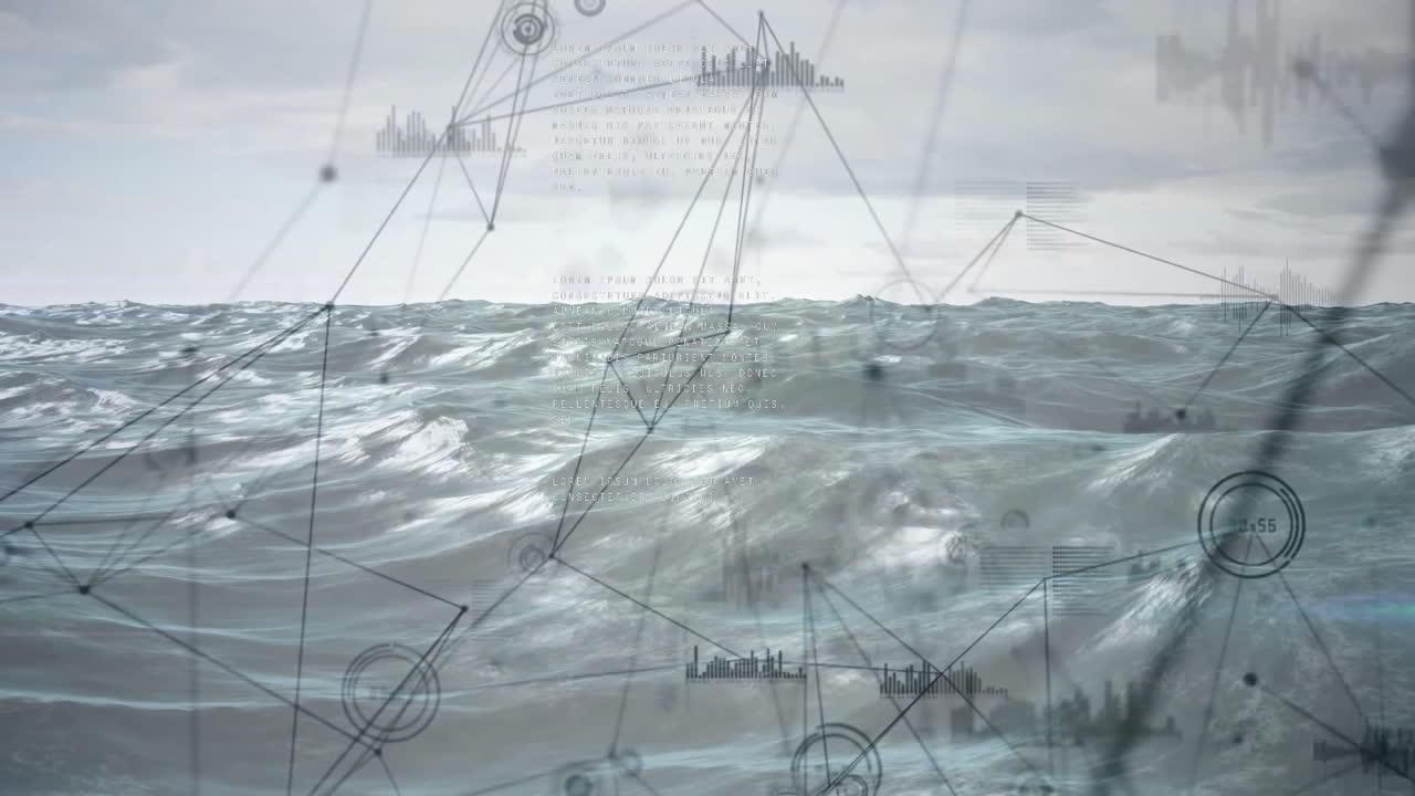 데이터 처리 및 네트워크 연결: 바다 파도에 대한 애니메이션