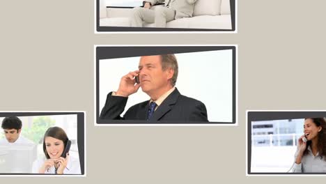 montaje de personas de negocios hablando por teléfono