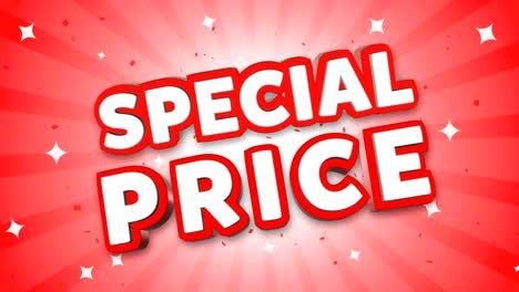 special price 3d text on falling confetti background.