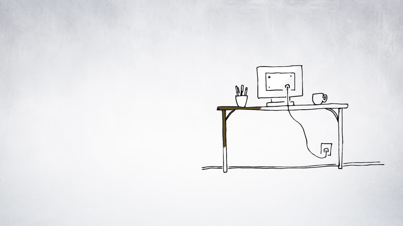 테이블 위 에 있는 컴퓨터 스케치