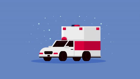 city emergency service with ambulance animation