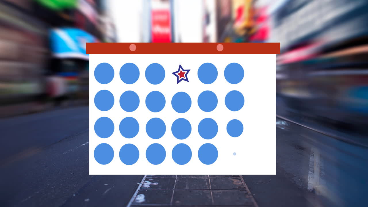 animación de la tarjeta de plantilla de token y la estrella moviéndose sobre la ciudad en movimiento borroso