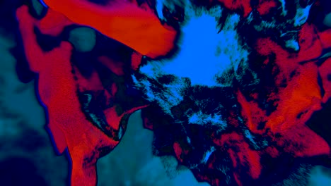 partículas en tonos rojos y azules, animación 3d, bucle