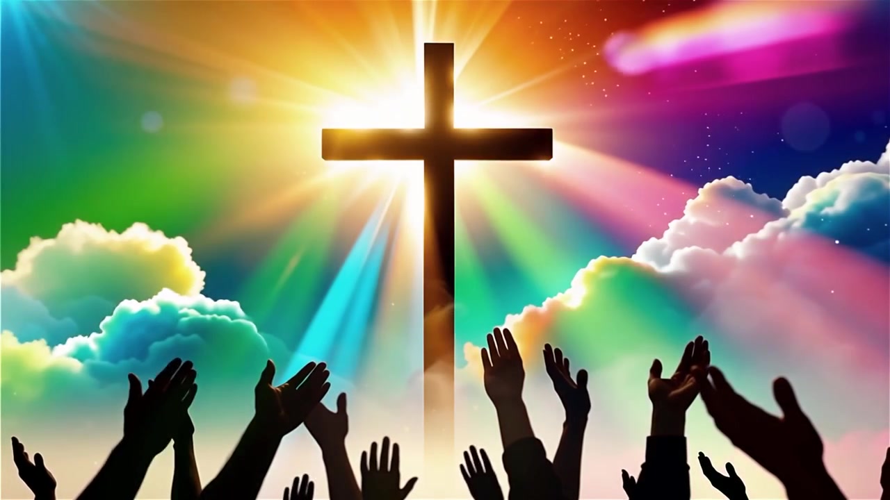Christian Cross Heavenly Light Worship Background