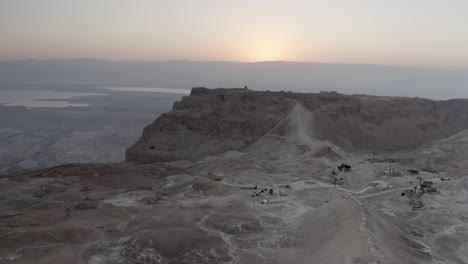 masada at sunrise: aerial view of ancient fortress
