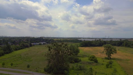 wind turbines in background