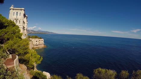 Castle-in-Monaco-seen-from-the-side-cliff-during-the-summer