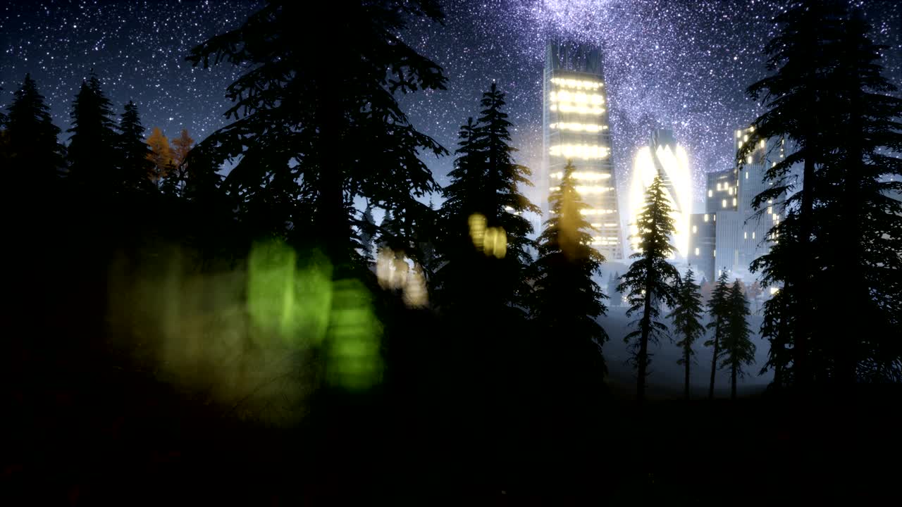 city skyscrapes at night