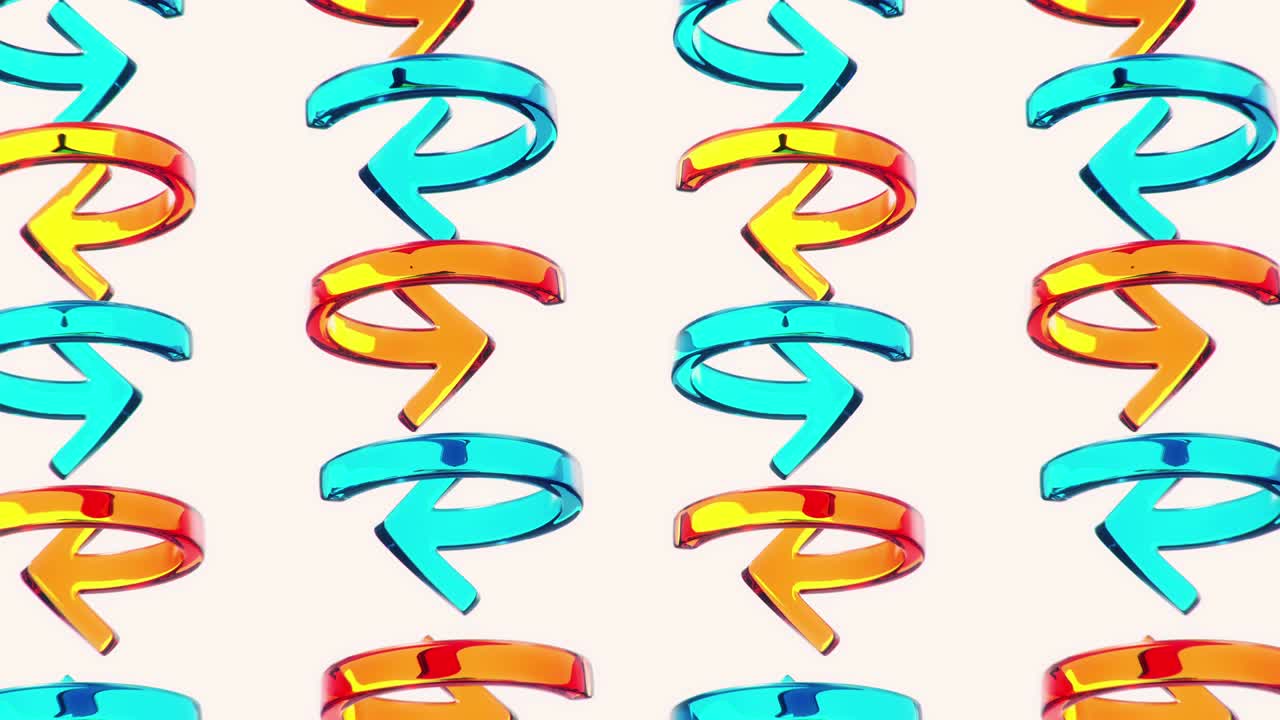 Bent arrows pattern rotating 3d render
