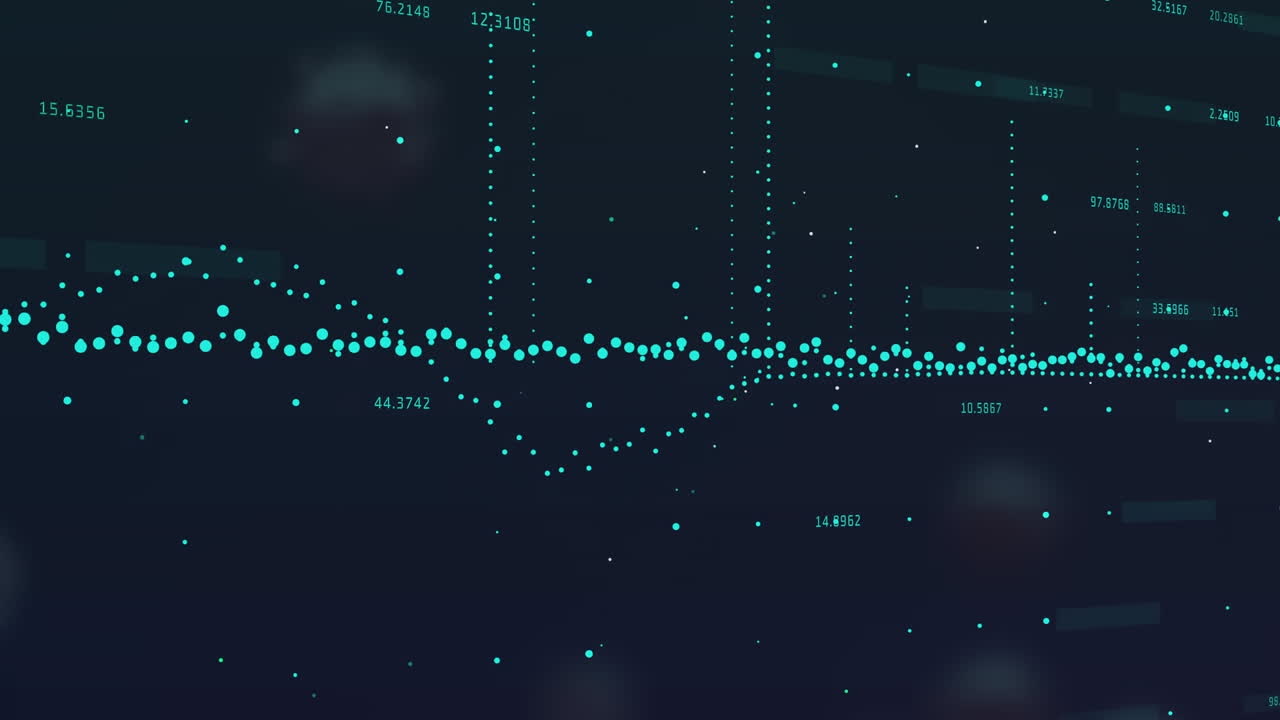 Animation of glowing green stars on night sky black background