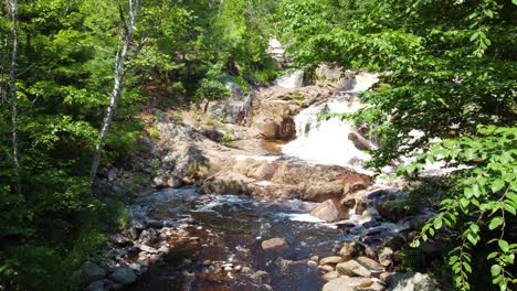 Tour-of-majestic-nature-of-Duchesnay-Falls,-North-Bay,-Ontario,-Canada
