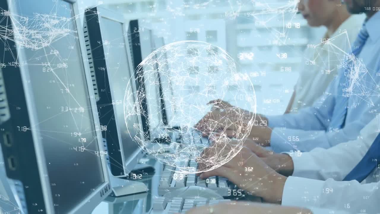 girando el globo con datos y red de conexión