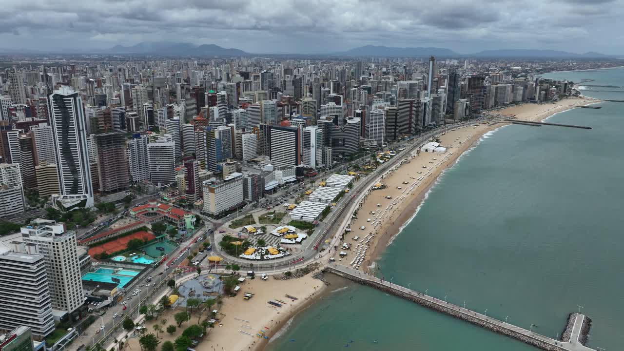 Fortaleza Skyline And Beach In Ceara, Northeastern Brazil. - aerial shot