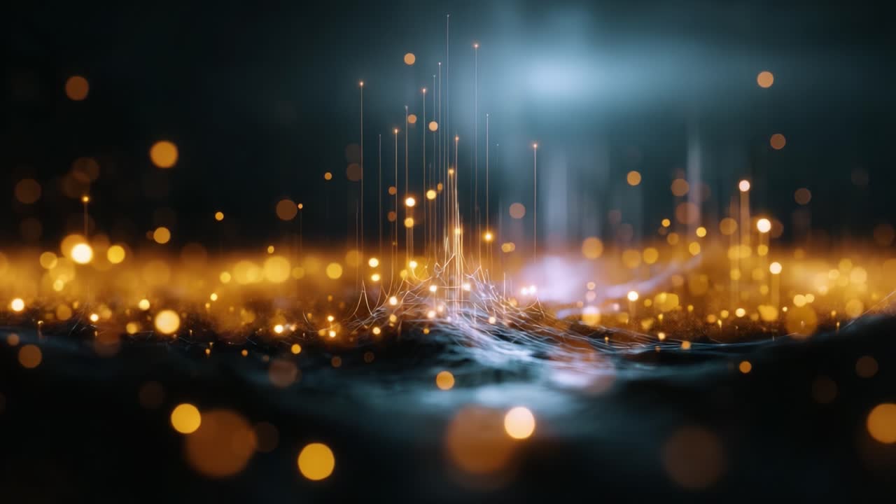 A mesmerizing digital landscape filled with glowing lights and intricate patterns, showcasing an ethereal atmosphere that captivates the viewer's imagination