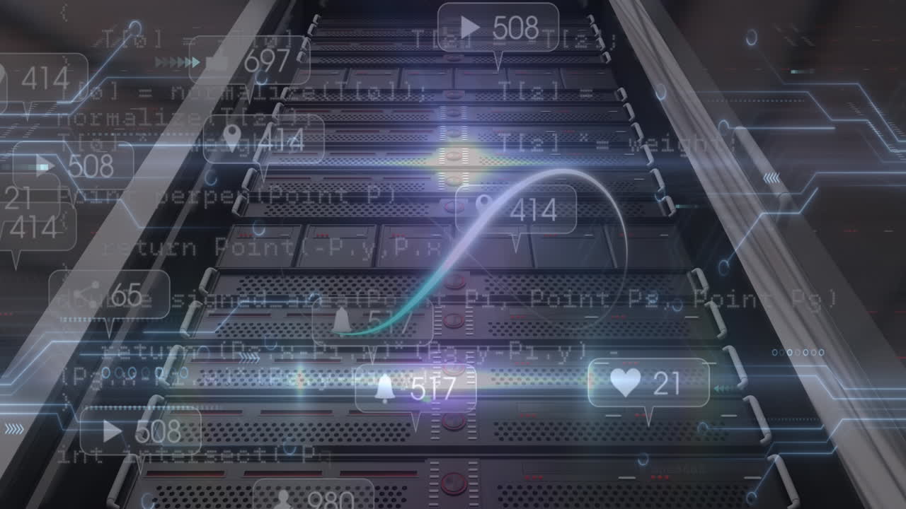 데이터 처리 및 컴퓨터 메인보드 및 서버에 대한 무한 루프의 애니메이션