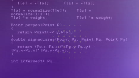 animation of data processing over shapes on purple background