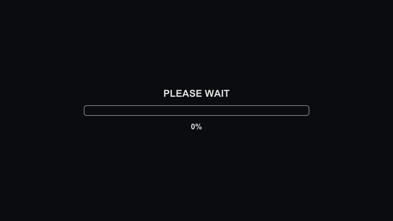 A loading progress bar shows completion at 100 percent. This animation is often used by streamers and video creators to engage viewers while waiting